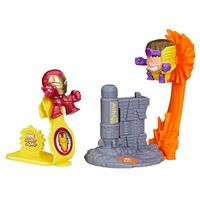 Marvel Stunt Squad Iron Man Vs. M.O.D.O.K. Playset, 1.5-Inch Super Hero Action Figures, Toys for Kids Ages 4 & Up, Multicolor