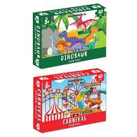 WONDRBOX Jigsaw Puzzle Educational and Learning Toy Gift for Kids Years Boys and Girls | 60 Pieces | Size 15X10 Inches (Dino + Carnival)