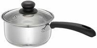 Solimo Stainless Steel Saucepan with Glass Lid, Induction Base (16 cm, 1.5L)