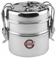 EMBASSY Stainless Steel Clip Carrier Lunch Box (2-Containers, 300ml Each)