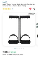  beatXP Tummy Trimmer Single Spring Ab Exerciser Fat Burner for Men & Women (Black Pedal ) 