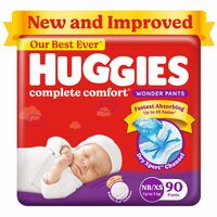 Huggies Complete Comfort Wonder Pants Newborn / Extra Small (NB/XS) Size (Up to 5 Kg) Baby Diaper Pants, 90 count