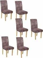 Cortina Dining Chair Slipcovers | Protection Chair Covers | Abstract Print, Tweed Design, Removable, Washable | Universal Fit Super Soft Stretchy Polyester Spandex | Kitchen, Hall | Pack of 6