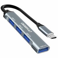 CROSSVOLT 4-in-1 Portable Type C Hub [Type-C to 4 USB-A Port] with Fast Data Transfer. 