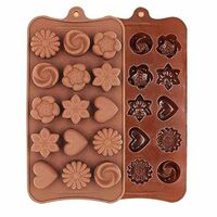 SR Silicone Flower Shape Chocolate Mould (Brown, 10-inch) (Multui Design)