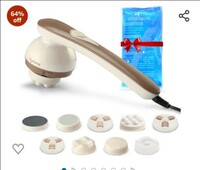 Lifelong Electric Handheld Full Body Massager with Free Ice Gel Pack |8 Massage Heads For Pain Relief & Relaxation| Handheld Full Body Massager Machine (1Year Warranty, Brown, LLM180) 