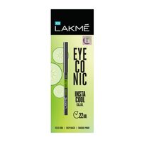 Lakme Eyeconic Insta Cool Kajal, Black, Cooling Kohl Liner with Cucumber, Twist Up Pencil 