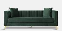 Jack Velvet 3 Seater Sofa in Green Colour By Adorn Homez