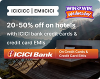 Cleartrip WIN-WIN Wednesday-20-50% Off on Hotel with ICICI Bank Credit Cards & Credit Card EMIs 