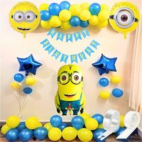 Flyloons Minion Theme birthday decorations Kit for Girls Boys kids baby girl with Rainbow