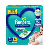 [206 coupon] Pampers All Round Protection Pants, New Born/Extra Small (NB/XS) Size, 54 Count, Pant Style Baby Diapers, Anti Rash Blanket, Lotion with Aloe Vera, Up to 5kg Diapers