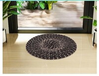 Kuber Industries Door Mat | Round Shape Feather Door Mat | Cotton Reversible Mat | Door Mat for Kitchen | Door Mat for Home | 16 Inch | Small | Brown