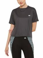 Clovia Women's Comfort Fit Active T-Shirt in Grey