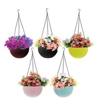 Go Hooked Plastic Hanging Pot, Multicolour, Pot Diameter -7.1 Inch, Pot Height -4.8 Inch, Pot Thickness -3 mm, Chain Length -13 inch Approx., 5 Pieces