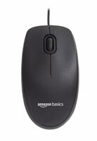 Amazon Basics Wired Mouse up to 1000 DPI I Upper shell : Black plastic surface I Black