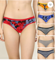 Pack of 6 Women Hipster Red, Yellow, Blue, Black, Blue, Grey Panty