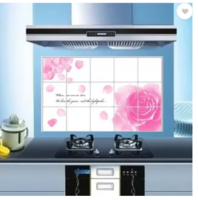 KAAF 90 cm Kitchen Sticker (60cmx90cm) Oil Proof Decal Sticker Heat-Resistant Waterproof Tile Wall Self-Adhesive Stickers (Love-Rose) Self Adhesive Sticker  (Pack of 1)