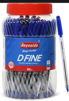 Reynolds D FINE BALLPEN - BLUE | PACK OF 50 | Ball Point Pen Set With Comfortable Grip | Pens For Writing | School and Office Stationery | Pens For Students | 0.7 mm Tip Size