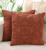 Rust Cotton Textured 16x16 inches (Set of 2) Cushion Covers, By Kushadri