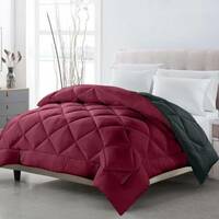 CHICERY Solid Single Comforter for Mild Winter  (Cotton, Maroon - Grey)