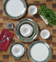White Ethnic Motifs Melamine 18 Pcs Dinner Sets,