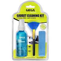 Gizga Essentials Professional 3-in-1 Cleaning Kit for Camera, Lens, Binocular, Laptop, TV, Monitor, Smartphone, Tablet (Includes: Cleaning Liquid 100ml, Plush Microfiber Cloth, Dust Removal Brush)