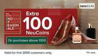 Tata Neu - Tata Cliq - Extra 100 NeuCoins (First 2000 customers)