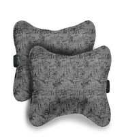 Premium Designer Grey & Black Memory Foam (Set of 2) Cervical Travel Pillow,