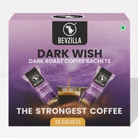 Bevzilla Dark Wish Coffee - 48 x2gm each (96 Grams) Black Roast Strong Coffee Sachets