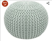 safunooza Pouf Puffy for Living Room Sitting Round Ottoman Bean Filled Stool for Foot Rest - Hand Knitted Cable Style Dori Pouf - 20 Dia x 14 High (Green) 