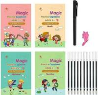 Magic Practice Copybook, Number Tracing Book For Preschoolers With Pen, Magic Calligraphy Copybook Set Practical Reusable Writing Tool Simple Hand Lettering  (Hardcover, Generic)