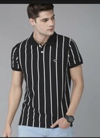 THE BEAR HOUSE Striped Men Polo Neck Black T-Shirt on Flipkart
