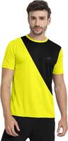FTX Colorblock Men Round Neck Yellow, Black T-Shirt 