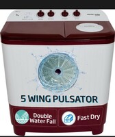 Voltas Beko by A Tata Product 7 kg with Fast Dry, Double Waterfall, 5 Wing Pulsator Semi Automatic Top Load Washing Machine Maroon, White on Flipkart