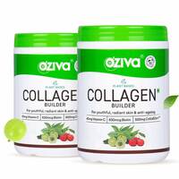 OZiva Collagen Builder for Brighter & Youthful Skin | Plant-Based Collagen Supplement with Biotin & Vitamin C | Collagen Type II Synthesis | Certified Vegan 250g (Value Pack (Pack of 2), Classic)