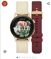 Vibez by Lifelong Smart Watch for Women 1.28" AMOLED Always on Display, Bluetooth Calling, Voice Assistance, 60Hz Refresh Rate, 600 NITS, Health Tracker, Leather & Silicone Straps (Glam Series) 