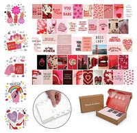 Decor & More - Peel-N-Stick - wall collage kit , aesthetic posters and wall posters aesthetic | Room Decor Items for Girls & Bedroom Self Adhesive Wall Posters (4 x 6 inches) 50 Pieces (Red) @ 589/-