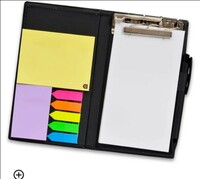 COI Desk Organizer, Notepad Memo Holder with Colorful Sticky Notes Set Gift with Pen (White)… 
