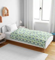 Green Cotton Patterned 120 GSM Single Bed Kids Dohar, By Divine Casa