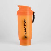 Amazon Brand - Symactive Leakproof Unbreakable Gym Protein Shaker Bottle with Rounded Bottom, Blender Ball & Hook, BPA-Free (Color: Orange, 600 ml),Plastic