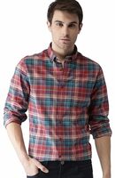 IndoPrimo Men's Cotton Casual Regular Fit Small Checks Shirt with Pocket for Men Long Sleeves - BMW