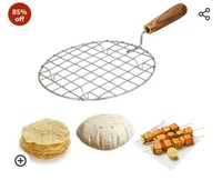 Suzec Wire Round Wooden Handle Roaster Papad Jali, Paneer Grill, Roti Maker, Barbeque Jali Roaster Chapati Toast Grill Roaster 