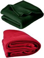 evohome Solid King Fleece Blanket for Mild Winter  (Polyester, green+red)