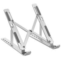 Hiker L1 Aluminium Portable Laptop Stand with Adjustable Height, Ventilated Foldable Lapdesk Notebook Stand with Carry Pouch for Laptops, MacBooks, Tablets and Books (Silver)