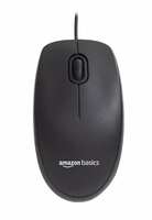 Amazon Basics Wired Mouse up to 1000 DPI I Upper Shell : Black Plastic Surface I Black