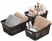 Solimo Royal Multipurpose Storage Basket - Small (Set of 3, Brown)