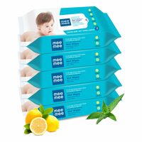 Mee Mee Baby Gentle fresh Wet Wipes tissues for newborn babies/infants with Lemon extracts for Cleaning face |72 pcs| Pack of 5
