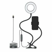 Amazon Basic 3.5" LED Selfie Ring Light with Phone Holder, Flexible Arm Desk Mount Clamp for Live Stream, Makeup, Online Meetings, Recording, Photography, USB Reading Light | 3 Color