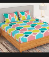 BEDSPUN Microfiber 150 TC Bedsheet for Double Bed with 2 Pillow Covers Queen Size |Neon, Geometric, Size 220 CM X 225 CM
