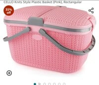 CELLO Knits Style Plastic Basket (Pink), Rectangular